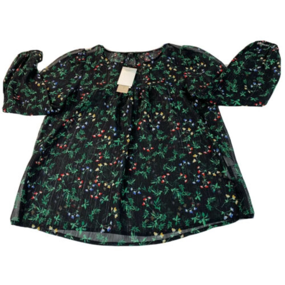 Banana Republic Sheer Floral Printed Peasant Style Top, Petite Large - Picture 1 of 4